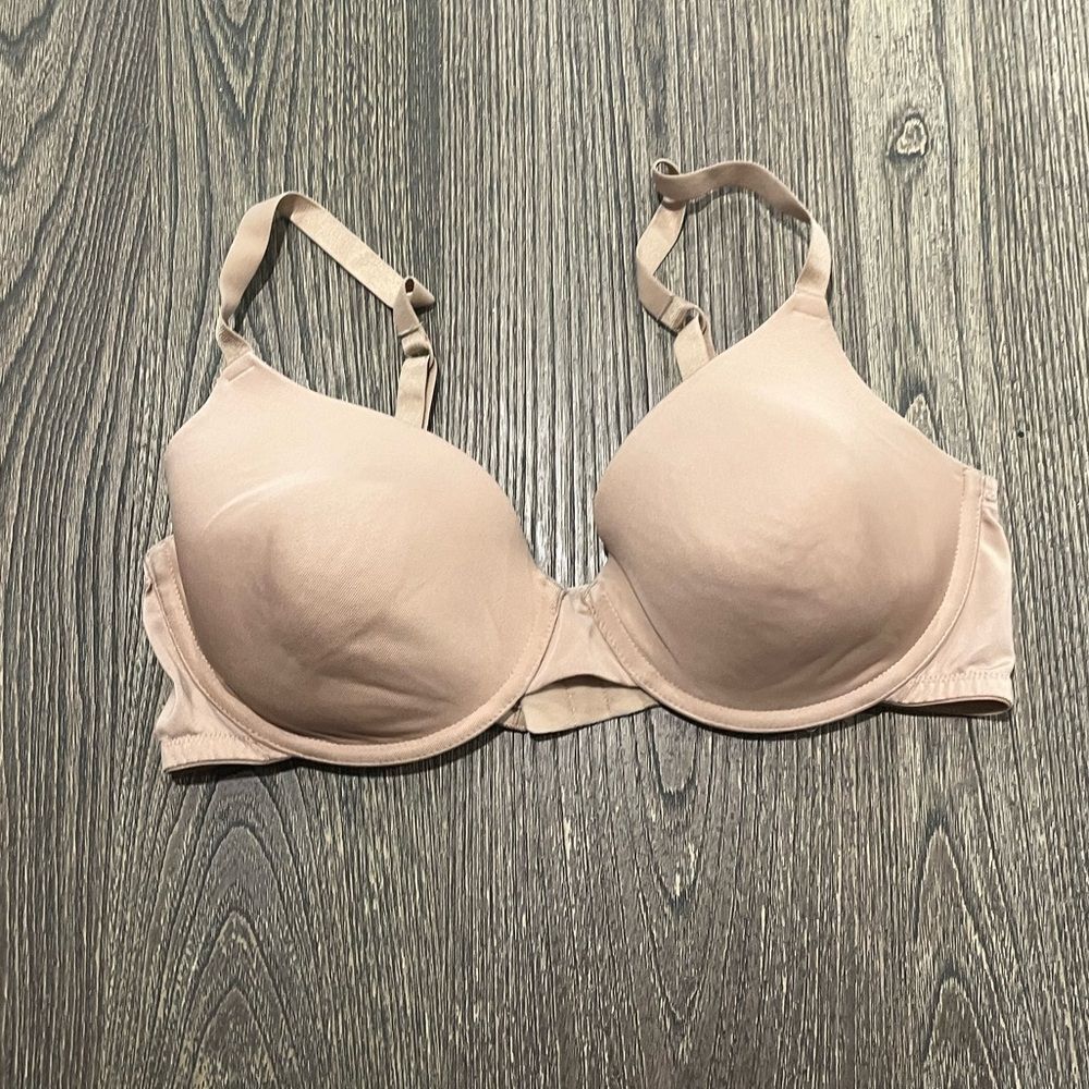 SO Womens Intimates T-Shirt Bra Underwire Adjustable Strap Stretch Tan Size 36D
